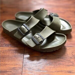 Birkenstock Women’s Arizona Essentials Green Sandals Slides Slip On | Size 9